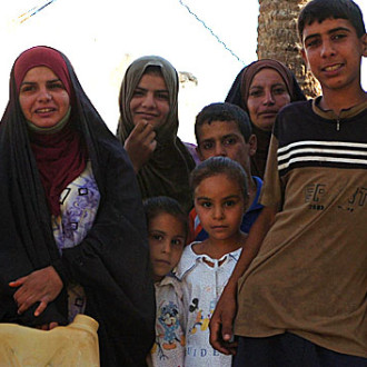 Iraqi family in a village