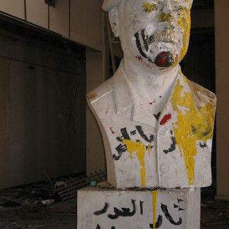 A statue of Saddam Hussein